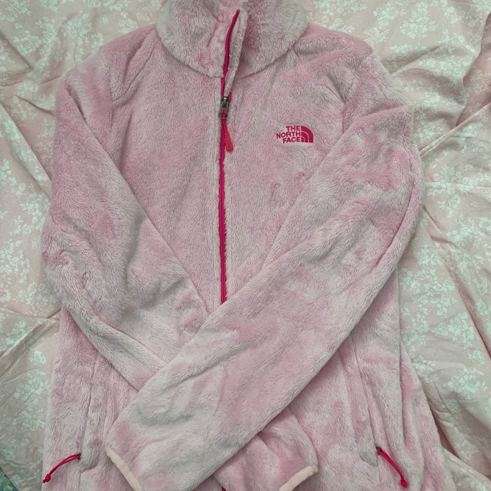 pink north face fleece jacket